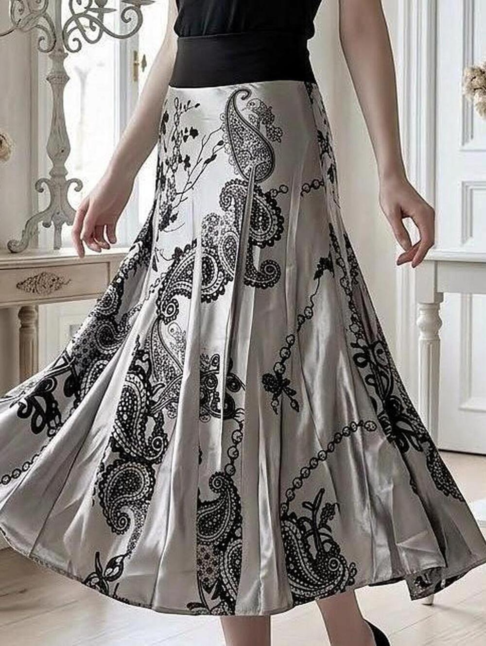 Body Central black & white paisley maxi skirt